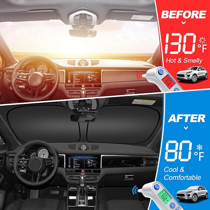 Windshield Sun Shade for 2024 2025 2026 Toyo'ta Land Cruiser Accessories, Foldable Window Sunshade Sun Visor Protector, Front Windshield Sunshade Sun Shield Blocks UV Rays Heat - Image 2