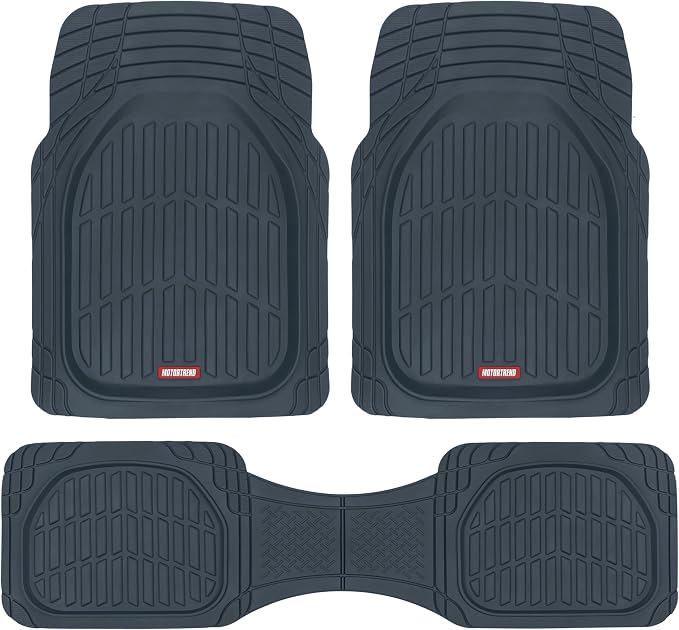 Motor Trend FlexTough Floor Mats for Cars, Blue Deep Dish All-Weather Car Mats, Waterproof Trim-to Fit Automotive Floor Mats for Cars Trucks SUV, Universal Floor Liner Car Accessories by MotorTrend