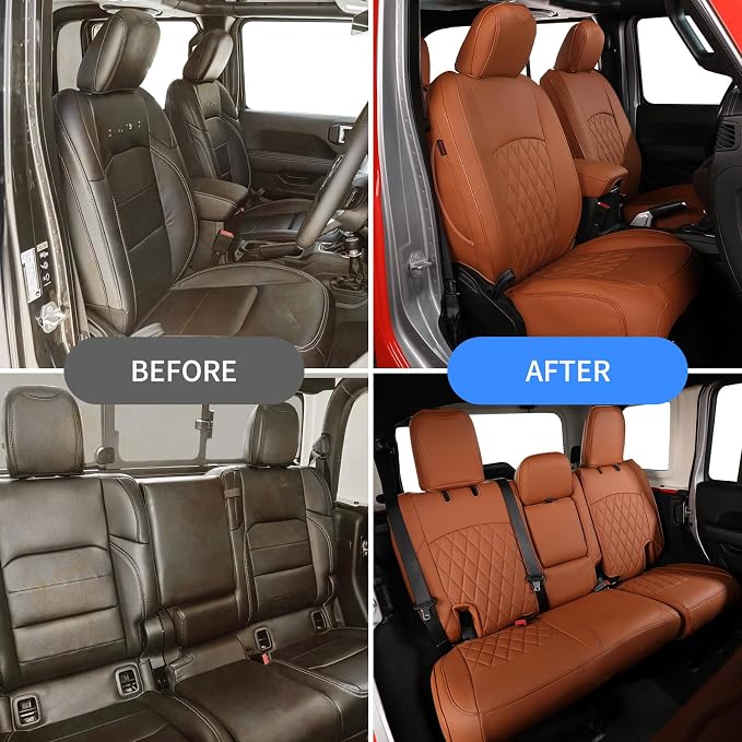 EKR Car Seat Covers for Subaru Forester 2025(Only Base),Full Set | Custom Fit for Subaru Forester Base 2025,360°Protection,Pet Friendly,Faux Leather(Brown) - Image 6
