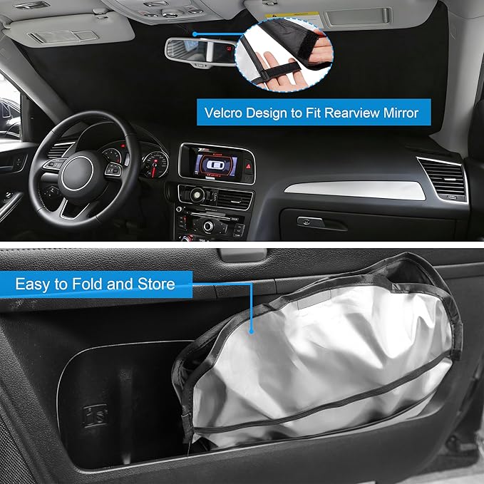 Windshield Sun Shade Sunshade for 2017-2024 2025 Jeep Compass | Full covered for windshield, Foldable & Durable, Block UV Rays, Reduce Heat, Easy to install, Keeps Car Cooler - Image 5