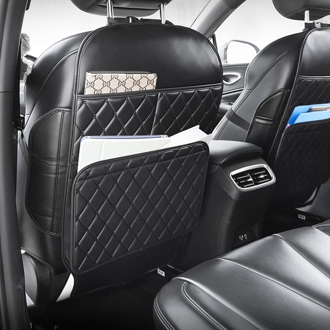 2 Pack Seat Back Protector for Kids, Car Kick Mats for Front Seats | With Large Pockets, Waterproof, Protects Against Dirt, Scuffs & Scratches, Easy to Install and CleanFits Most Vehicles - Image 2