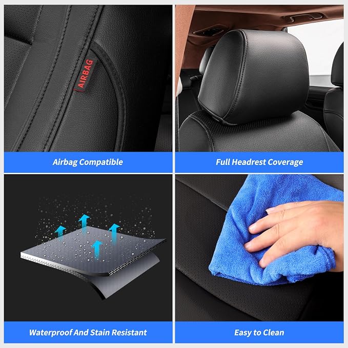 coverdream Custom Seat Covers for 2015-2016 Honda CR-V,Premium Faux Leather Car Seat Cover Set,Full Set Waterproof SUV Seat Protector,Armrest Covers Included (Black/Gray) - Image 3