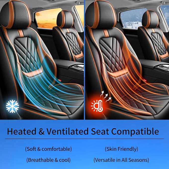 Fit Gladiator Car Seat Covers Compatible with Jeep Gladiator 2020-2024 2025 2026-Premium Leather,Waterproof,Breathable,Airbag Compatible &All-Weather Seat Cushion Protecto(Full Set,Brown) - Image 9
