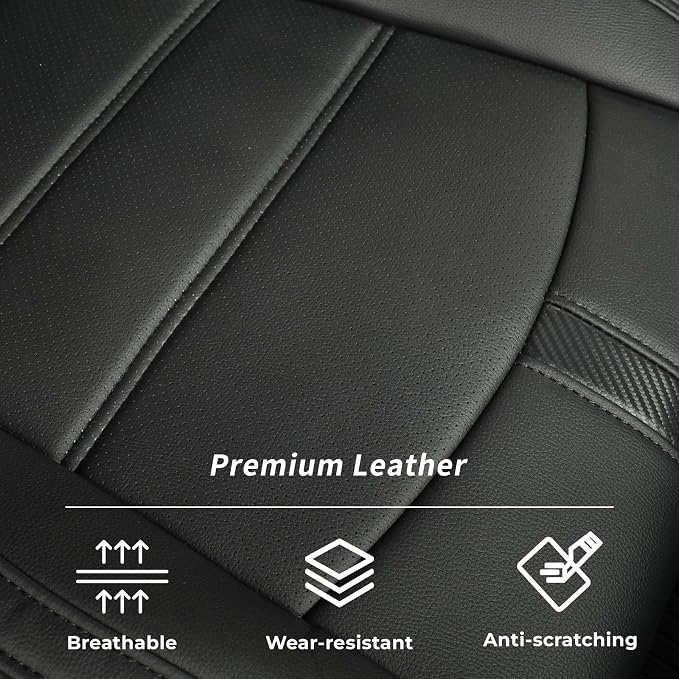 Faux Leather Seat Covers for 2022-2026 Toyota Corolla Cross,Non-Hybrid | Full Set Suv Seat Cushion for Corolla Cross L/XLE/LE,Luxury Waterproof Car Seat Protector,Factory Look,Black-Carbon - Image 8
