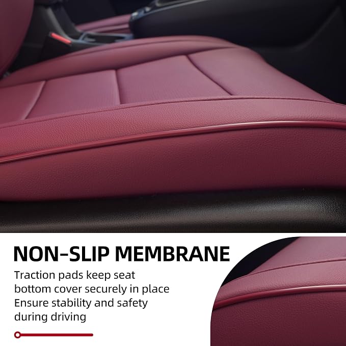 Lolcar CRV Seat Covers Custom Fit for Honda CRV 2017 2018 2019 2020 2021 2022,Leather Car Seat Cover Full Set for Trucks SUV,Waterproof Car Seat Cushion,Faux Leather (Burgundy) - Image 7