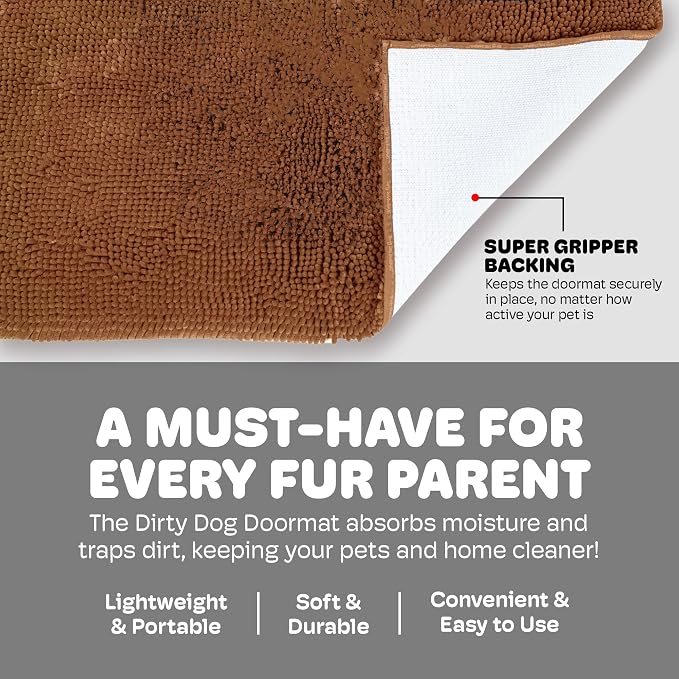 Dog Gone Smart Dirty Dog Doormat Runner - Super Absorbent Polyamide Rug Pulls in Moisture & Dirt - Fast Drying for Clean Floors, Non-Slip, Machine Washable Mat for Muddy Paws - Brown, 60 x 30 Inches - Image 4