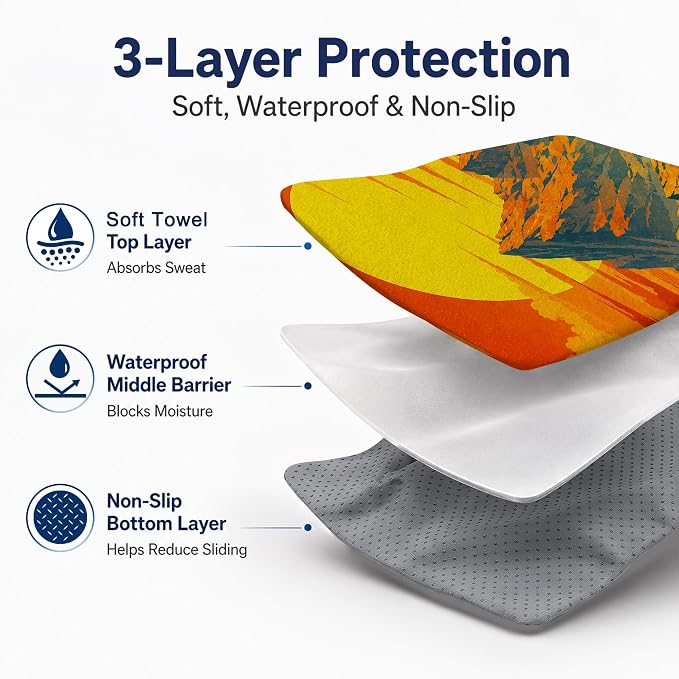 Car Seat Towel Cover 2 Pack for Front Seats, Sweat Absorbent Car Seat Protector with Non-Slip Backing, Waterproof Towel Car Seat Covers for Runners, Gym, Swimming, Beach, Mountain Sunset - Image 3