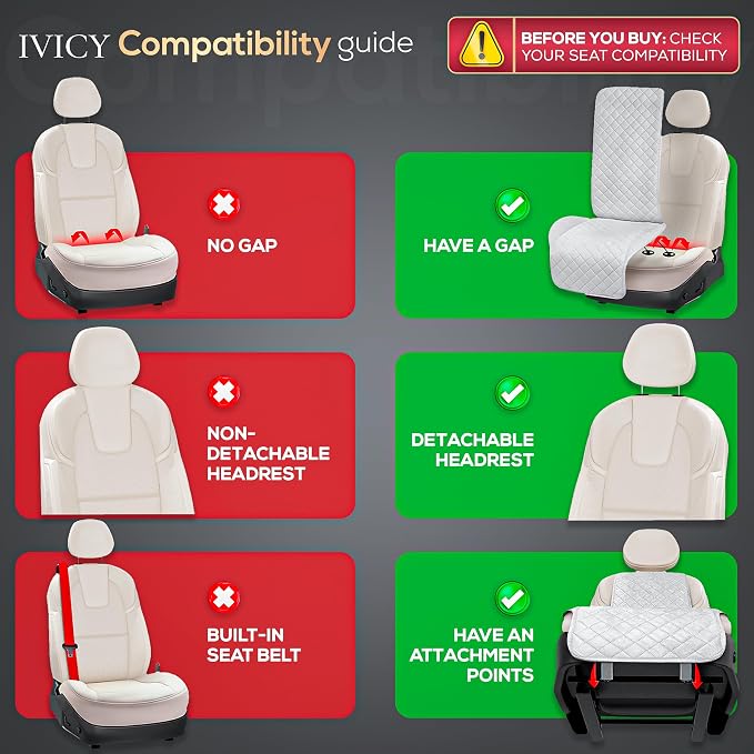 IVICY Faux Suede Front Car Seat Cover, Seat Protector, 1 Unit, Light Gray | Non-Slip Bucket Sear Cover for Most Cars, SUVs, Vans & Trucks – Machine Washable, Side-Airbag Friendly - Image 4