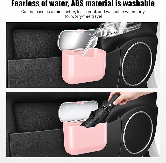 UYYE Car Trash Can, Car Garbage Bin with Lid & Handle - Leak-Proof Mini Trash Can for Car, Truck, SUV - Essential Car Accessories for Organization (Pink) - Image 5