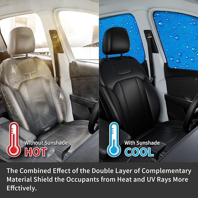 Aokway Magnetic Side Window Sun Shade -100% Block Light Car Window Shades - Car Privacy Curtains Universal Fit for Baby Naps, and Camping with UV Protection (Blue, Rear 2pcs) - Image 6