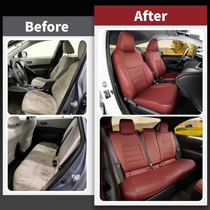 HKZ Customized Special seat Cover for Toyota Corolla (Burgundy, 2020-2022 Corolla XLE) - Image 5