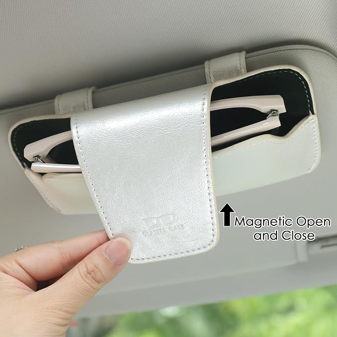 Sunglass Holder for Car Visor, Car Sunglasses Holder Leather, Eyeglasses Holder Glasses Storage Case Visor Accessories - Image 8