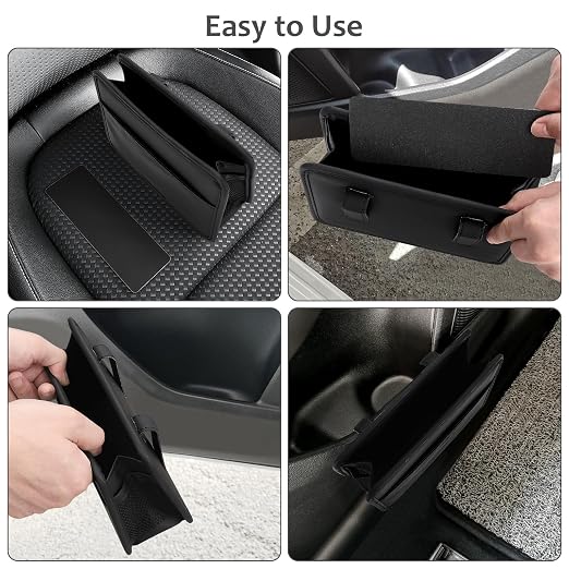 Accmor Collapsible Car Trash Can, Leather Vehicle Garbage Organizer Bin Holder with One Roll Trash Bag, Foldable Hanging Mini Cars Storage Bag Container for Auto, SUV (Black) - Image 4