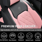 Coverado Leather Seat Covers, Car Seat Covers Full Set, Waterproof Faux Leather Pink & Black Seat Covers, Car Seat Protectors 5 Seats, Automotive Seat Covers Universal Fit for Most Cars SUV Trucks - Image 4