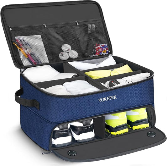 YOREPEK Golf Gifts for Men, 2 Layer Golf Trunk Organizer for 2 Pair Shoes | Waterproof Car Trunk Locker with Separate Ventilated Compartment for Balls, Tees, Clothes, Gloves, Birthday Gifts for Golfers by YOREPEK