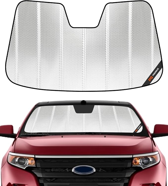 Pigenius Windshield Sun Shade for Ford Edge 2011-2014; Lincoln MKX 2011-2015. Reflective Aluminum Film Front Window Sunshade - BLAZBLOCK by Pigenius