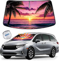 KDM Sunset Beach Style Windshield Sun Shade for 2018-2024 Honda Odyssey | LX EX EX-L Touring Elite Minivan,Foldable Front Reflective Windows Sunshade Visor Protector Blocks UV Rays Heat by KDM