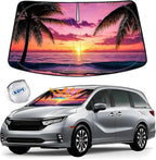 KDM Sunset Beach Style Windshield Sun Shade for 2018-2024 Honda Odyssey | LX EX EX-L Touring Elite Minivan,Foldable Front Reflective Windows Sunshade Visor Protector Blocks UV Rays Heat by KDM