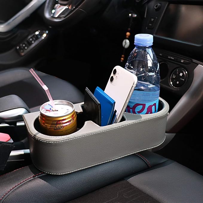 Car Seat Gap Filler Organizer with Cup Holder, Gray - Image 8
