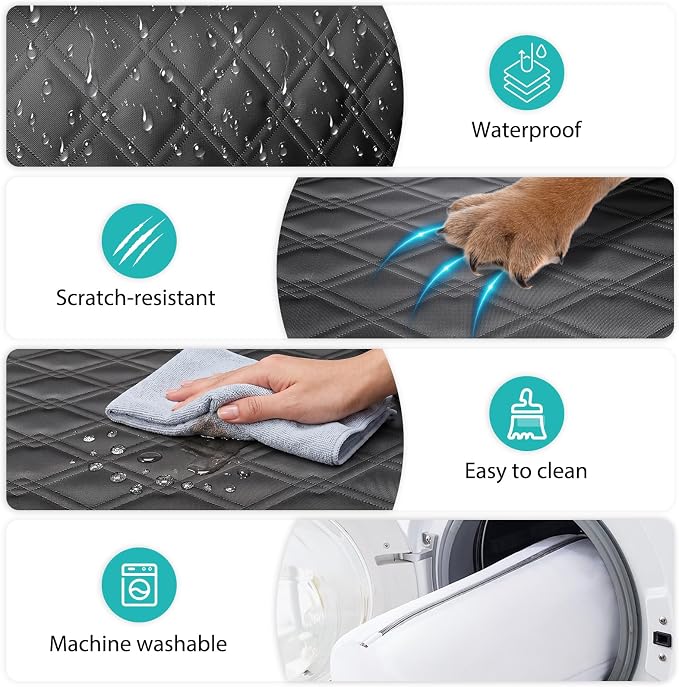 Surfcabin Dog Car Seat Cover for Back Seat & Door Protector Set for Trucks | 600D Oxford, Scratch‑Resistant, Non‑Slip, Machine‑Washable, Seat‑Belt Openings, Designed for Full‑Size Crew Cab Pickup Trucks - Image 4