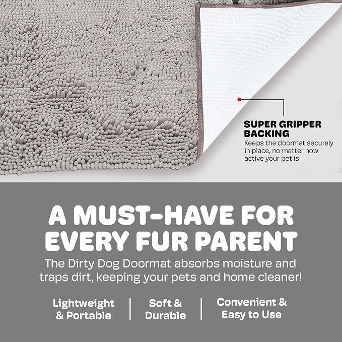 Dog Gone Smart Dirty Dog Doormat - Super Absorbent - Silver Grey, 23 x 16in | Polyamide Rug Pulls in Moisture & Dirt - Fast Drying for Clean Floors, Non-Slip, Machine Washable Mat for Muddy Paws - Image 5