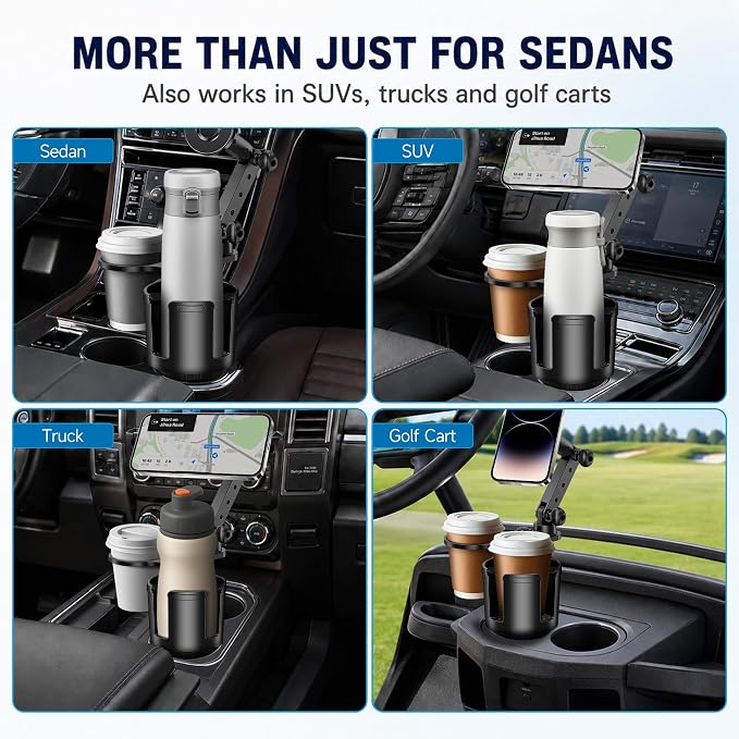Magnetic Cup Holder Phone Mount for Car, Dual Cup Holder Adjustable Arm | 2-in-1 phone mount & cup expander, cleaner car, no interior damage, no suction, no adhesive, no vent clip, safer no-drop hold - Image 8