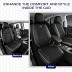 Skechers Air-Cooled Memory Foam Seat Cover, Mesh Thick Car Seat Covers,Piping Leather Car Seat Covers Front Seats, Airbag Compatible, Automotive Comfort for Most Cars, Vans, Trucks, SUV, Beige - Image 6