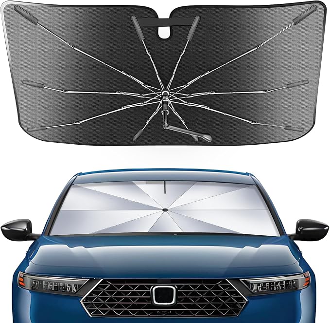 Portable for Honda Accord 2023-2025 2026 Windshield Sunshade Umbrella with Carry Bag, 2 in1 Ice Crystal Durable Compact Shade Umbrella UPF50+ UV Front Window Heat Insulation Protection Outdoor Camping by Epltion