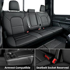 AOMSAZTO Custom Fit Seat Covers for Dodge RAM 1500 2019-2026 Truck Full Set | Crew Cab Only, Pickup Truck Seat Covers, Premium Faux Leather, Perfect Fit, Breathable, Water Resistant,Airbag Compatible - Image 2