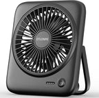 Otlonpe Personal Portable Desk Fan, 4000mAh Small Rechargeable Portable Fan Battery Operated & USB Powered for Travel Sleeping Bedroom Office Home Table, Cordless, Quiet, 4-Speed, 6.5 Inch (Black) by OTLONPE