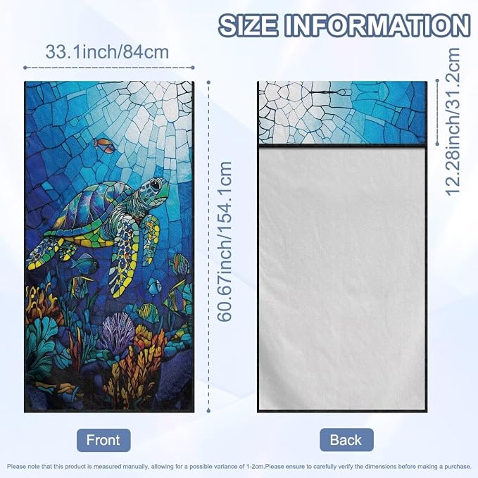 Sea Turtle Print Car Seat Towels for Front Seats Coral Print Towel Bucket Seat Covers with Storage Bag 60 x 33 Inch Absorbent Athletic Towels for Car Seats, Blue - Image 7