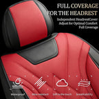 Seat Covers Fit for GMC Sierra 1500/2500/3500 HD 2007-2025,Premium Leather, Waterproof, All-Weather, Airbag Compatible, Breathable, Only 2 Front seat Covers, Red - Image 3