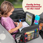 Lusso Gear Kids Lap Desk Tray (Value 2 Pack) - Mesh Pockets & Cup Holder for Car Travel Essentials - Car Seat Tray for Kids Travel & Tablet Holder - Dry-Erase Surface for Road Trip Activities - Black - Image 3
