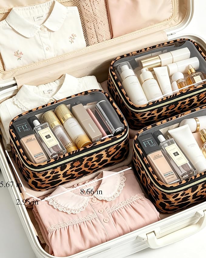 Clear Makeup Bag Set, TSA Approved Clear Toiletry Bag 3 Pack Carry on Travel Packing Organizer Bags Waterproof Clear Makeup Pouch Cosmetic Case with Zipper Car Accessories Essentials for Women - Image 7