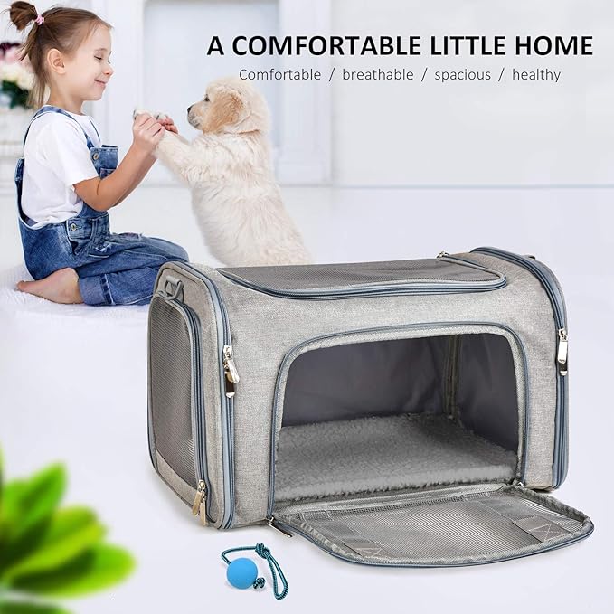 Henkelion Cat Carriers Dog Carrier Pet Carrier For Small / Medium Cats Dogs Puppies (Up To 15lbs), TSA Airline Approved Small Dog Carrier Soft Sided, Collapsible Waterproof Travel Puppy Carrier - Grey - Image 8