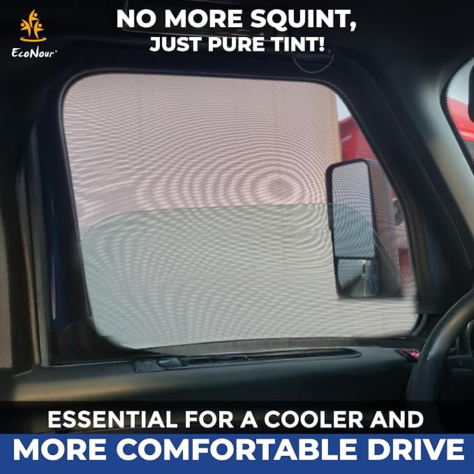 EcoNour Truck 2-Pack Side Window Shade | Stretchable & Breathable Mesh | Privacy Blackout Sunshade for Semi Truck - Kenworth T680 / Peterbilt 589, Peterbilt 579 (XXXL 30" x 48") - Image 2