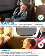 Tevlaphee Car Window Shades, 2 Pack Car Sunshade for Kids Breathable Universal Sun Visor Car Net for Baby with Certified UV for Side Window, Spandex Mesh Material Protect Privacy for Family (L) - Image 3