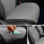 BOPUOVRE Linen Front Car Seat Covers Breathable Fabric | Car Seat Protector Universal Fit Cars Vans SUVs Trucks 2 Units Gray - Image 2