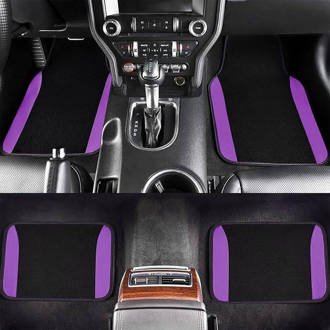 Flying Banner Car Seat Covers Front Seats Rear Bench Polyester car seat Protectors Easy installations Rear Bench Split Classic man Lady Truck (Full Set - Low Back - Combo Pack, Black Purple) - Image 7