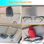 Sunglass Holder for Car, Magnetic Leather Sunglasses Clip for Car Visor, Eyeglass Hanger Clip for Car Sun Visor (Khaki 2 Pack) - Image 5