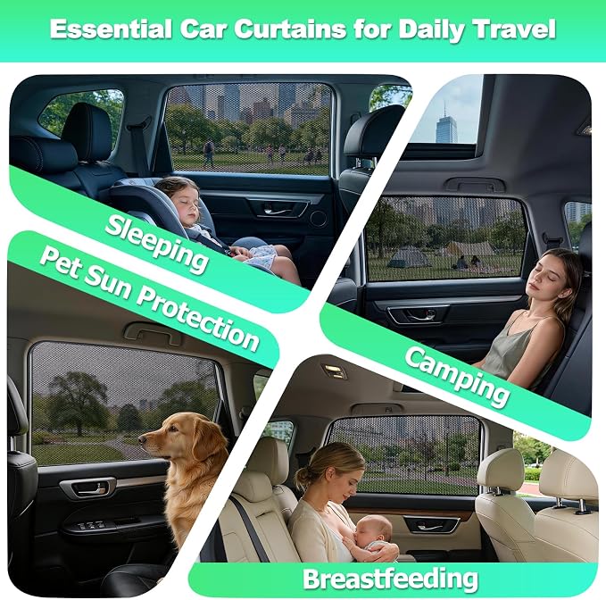 Tucson Window Shades 2015-2020, Rear Side Mesh, 2PCS | Custom Fit Window Shades, Breathable Mesh Blocks UV Rays, Reduces Heat & Glare, Creates Comfort for Babies & Rear Passengers - Image 8