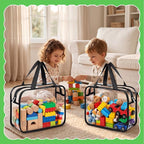 Toy Storage Bags 6 Pack, Clear PVC Toy Organizers, Black | Waterproof PVC, Large 30 x 10 x 22 CM Size, Label-Ready, For Toys, Books, Puzzles, Classroom and Travel - Image 2