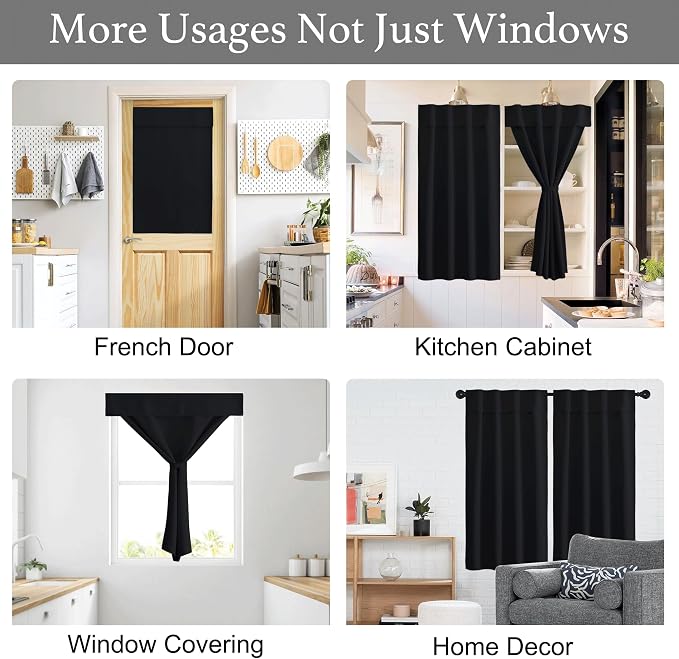 NICETOWN Black Portable Blackout Curtains for Door Window, 42" x 48" | Room Darkening Window Blinds Privacy Thermal Insulated Short Magnetic Curtains for Closet Doorway Basement, 1 Panel - Image 2
