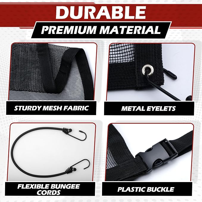 Universal Dog Car Net Barrier – Sturdy Mesh, Easy Install, Breathable Design, Easy to Clean, Flexible Bungee Cords for Adjustable Fit 23"×23" (Black) - Image 3