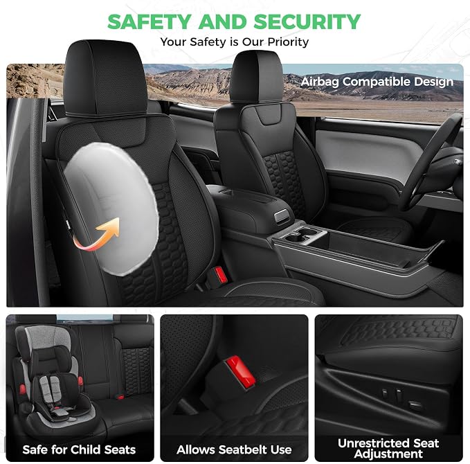 RIDEPOSH Custom Leather Seat Covers for Silverado/Sierra 1500 2014-2018 | Only Crew Cab, Fits 2500/3500HD 2015-2019, Jump Seat Cover(armrest storage only), Protective, Scratch-resistant, Easy-clean - Image 8