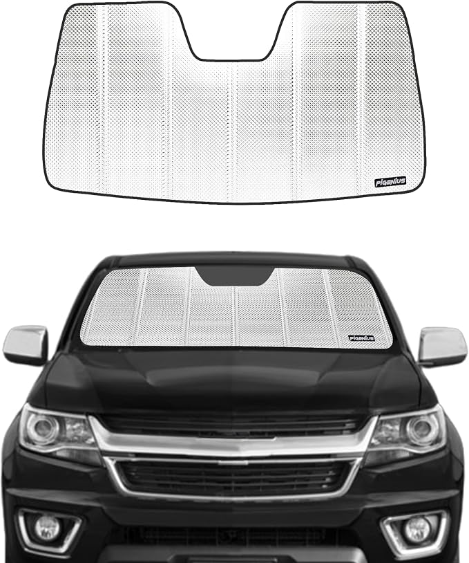 Pigenius Windshield Sun Shade for Chevrolet Colorado/GMC Canyon 2015-2022. Reflective Aluminum Film Front Window Sunshade - BLAZBLOCK by Pigenius