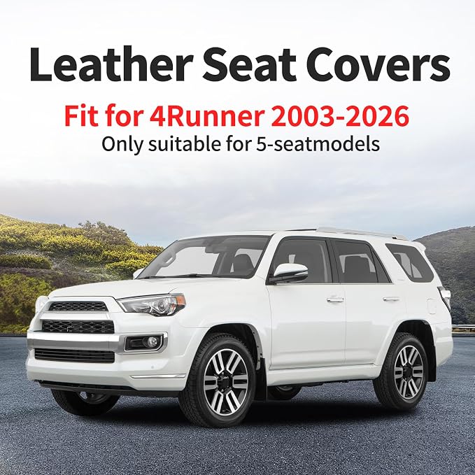Fit for 4Runner Car Seat Covers Compatible with Toyota 4Runner 2003-2026(Only for 5 Seats Version) - Waterproof Leather Seat Cushions Protector, Airbag Compatible, Full Set (Beige) - Image 4