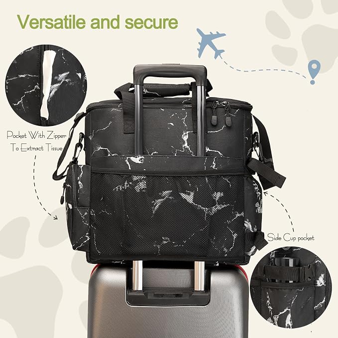 LARIPOP Dog Travel Bag Airline Friendly for Small Medium Large Dogs, Pet Travel Organizer with Collapsible Bowls Food Containers Mat, Waterproof Portable Tote for Dog Outdoor Travel - Image 5