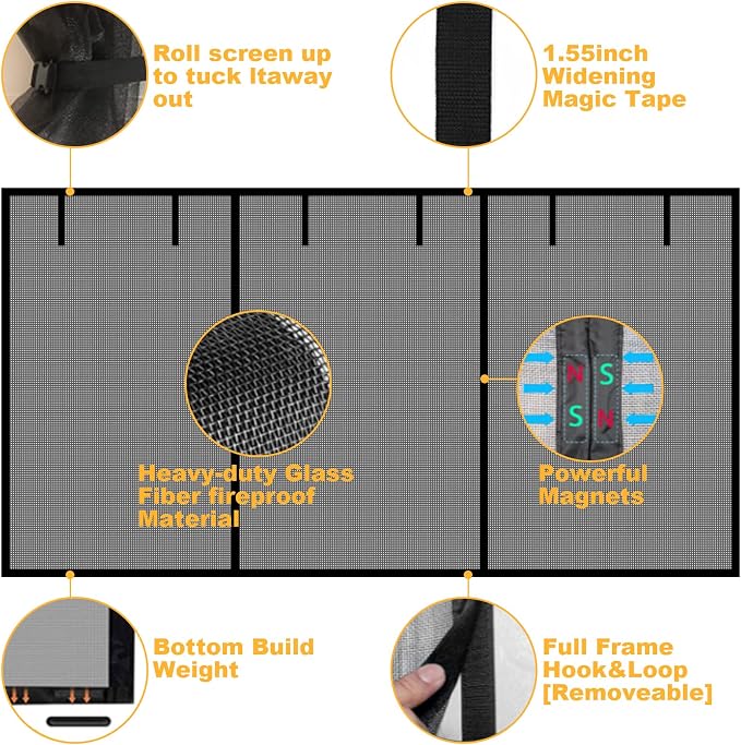 Garage Door Screen for 2 Car Garage, Sunmoxia 16x7Ft Fiberglass Mesh Door Screen with Closure Weighted Bottom, Durable Magnetic Heavy Duty Screen Door Curtain Cover Kit with 6 Strapping Tapes - Image 5