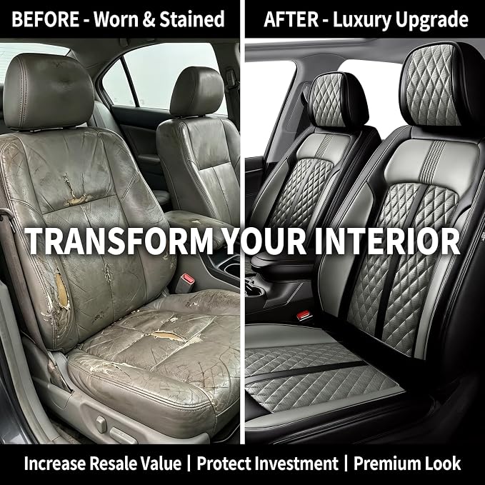 Fit Ioniq Seat Covers Custom Fit for Hyundai Ioniq 2017-2026, Full Set | Premium Leather Full Coverage Protectors, Waterproof, Breathable, Scratch Resistant, Easy Wipe, Airbag Compatible, Black+Gray - Image 4